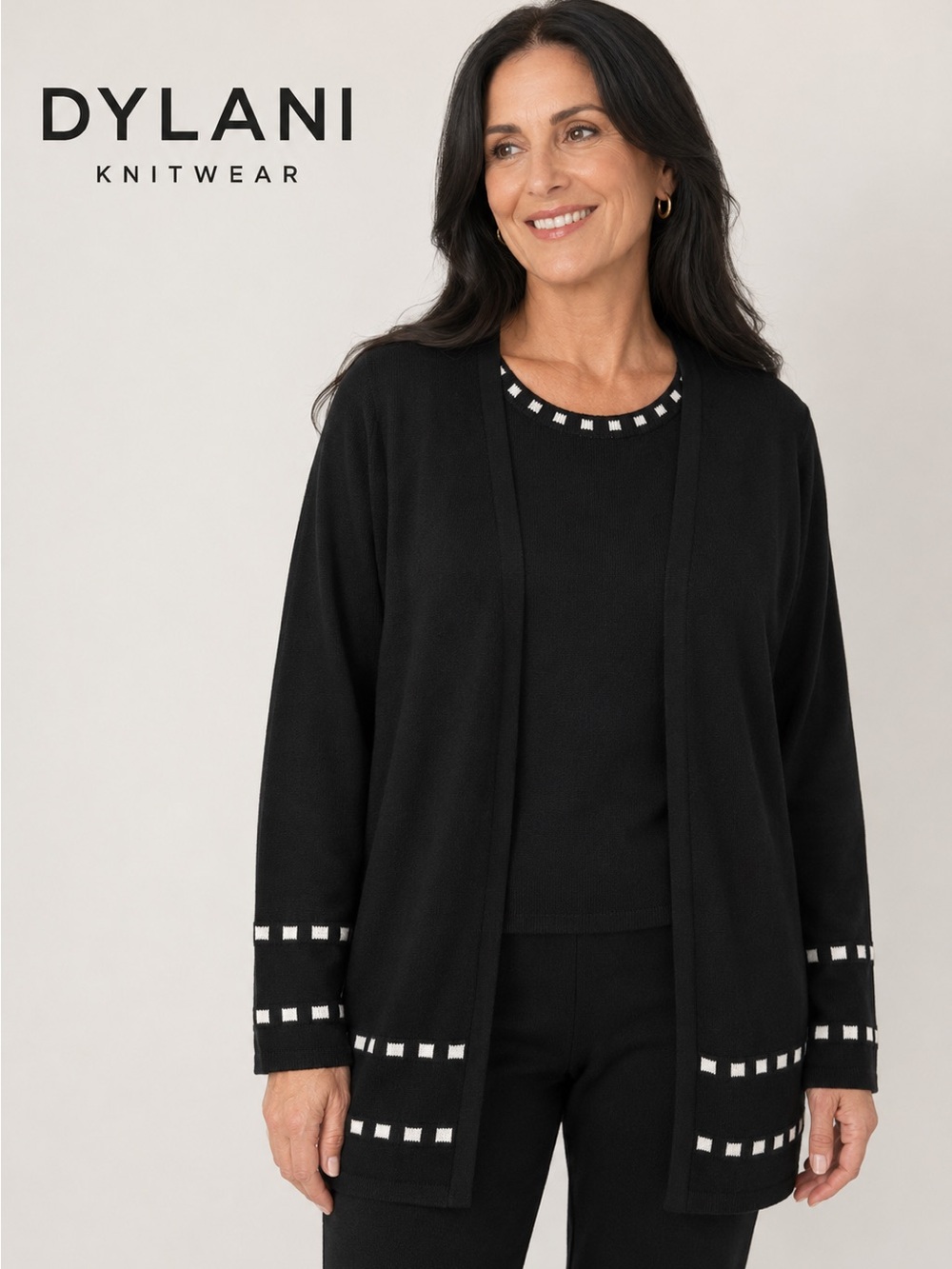DYLAN Knitwear Black 2-Piece Sweater Tank & Open Cardigan Set